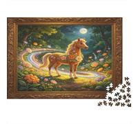 Caballo del Bosque Escena Nocturna Puzzle de 1000 Piezas Papel Puzzle para Adultos Puzzle para Toda la Familia Relajación Decoración Regalo 70x50cm/1000pcs