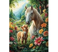Caballo del Bosque Madre y su Potro Puzzle 1000 Piezas Cartón Grueso para Adultos Y Adolescentes Animales y Plantas Ocio Doméstico Terapia Relajación Mejor Valorado Idea De Regalo 1000 PCS