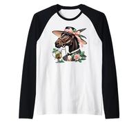 Caballo Derby elegante con Julepe de menta y rosas Camiseta Manga Raglan