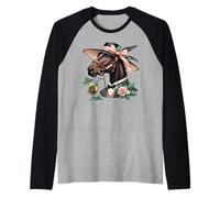 Caballo Derby elegante con Julepe de menta y rosas Camiseta Manga Raglan