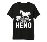 Caballo Divertido Caballos Mi Terapeuta Come Heno Equitación Camiseta Premium