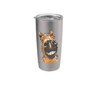 CABALLO DIVERTIDO Caballos Tontos Primer Plano Sonrisa Dientes Meme Vaso térmico de acero inoxidable de doble pared