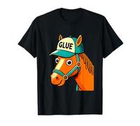 Caballo Divertido con Sombrero de Pegamento absurdo de Dibujos Animados Meme tee Camiseta