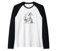 Caballo Divertido en el Inodoro Camiseta Manga Raglan