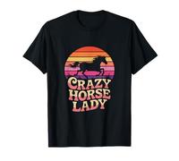 Caballo Ecuestre Retro al Atardecer de Crazy Horse Lady Camiseta