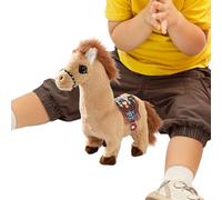 Caballo eléctrico de peluche, adorable de equitación paur, peliche interactivo con almohada animal, accesorios kour ja casa para temáticas de granja, mis niños pequeños, l
