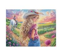 Caballo en el Campo Mirando hacia atrás Puzzle 500 Piezas Relajante Premium Tiempo Feliz Rompecabezas para Hombres Y Mujeres Estera Portátil 3D Decoración Hogar Duradera 500 PCS