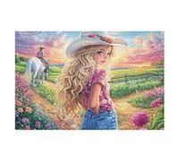 Caballo en el Campo Mirando hacia atrás Puzzles 1000 Piezas Maquetas 3D Educativas Tiempo Feliz Rompecabezas para Familia Construir DIY Moderno Aliviar Estrés Decoración 1000 PCS