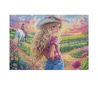 Caballo en el Campo Mirando hacia atrás Puzzles 300 Piezas Entretenimiento Familiar Tiempo Feliz Rompecabezas 3D para Familia Juguete Educativo Aliviar Estrés Decoración Hogar 300 PCS