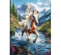 Caballo en el río Puzzle 1000 Piezas Cartón Resistente para Niños Mayores 14 Años Cuentos de Hadas de Animales y Plantas Estimulación Cerebral Entretenimiento Sin Pantalla 1000 PCS