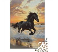 Caballo en la Playa al Atardecer Puzzle de Papel para Adultos 1000 Piezas Educativo Caballo Playa Puzzle Regalo decoración Pared 70x50cm/1000pcs