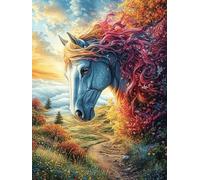 Caballo en otoño Puzzle 500 Piezas Cartón Grueso para Adultos Cuentos de Hadas fantásticos de Animales Salvajes Entretenimiento Casero Alivio Estrés Compatible Marco Estándar Regalo Original 500 PCS