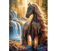Caballo en una escena de cascada mágica Puzzle 1000 Piezas Cartón Resistente Para Toda La Familia vida silvestre y plantas Entrenamiento Cerebral Diversión Familia Para Enmarcar Regalo De Año Nuevo 10