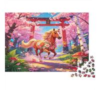 Caballo Entre Cerezos Jardín Puzzle de 1000 Piezas Papel para Adultos Paisaje Japonés Juego de Puzzle 1000 Piezas Relajación Decoración Regalo 70x50cm/1000pcs