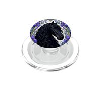 Caballo frisón Negro Art Nouveau Iris Floral PopSockets PopGrip para MagSafe