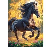Caballo galopando al Atardecer Puzzle 500 Piezas Portátil Familiar Animal Salvaje Mascota Rompecabezas 3D para Familia Desafío Intelectual Maquetas Educativas Construir 500 PCS