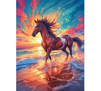 Caballo galopando en Agua ardiente Puzzles 300 Piezas Maquetas Educativas 3D Planta Silvestre Rompecabezas para Familia Construir DIY Aliviar Estrés Decoración Hogar 300 PCS