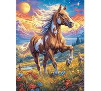 Caballo galopando en Atardecer mágico Puzzles 300 Piezas Aliviar Estrés Familiar Animal Salvaje Mascota Rompecabezas para Adultos Desafío Intelectual 3D DIY Creativo Decorativo 300 PCS