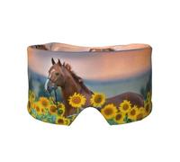 Caballo girasol amarillo estampado,Máscara para ojos con bloqueo de luz y protección ocular completa para dormir, orejeras y ojos.