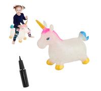Caballo Hinchable Animal Inflable Paseo En Juguete con Bomba Durable Seguro Diversión Niños Niños Niñas Cumpleaños Navidad PVC Transparente 58x28x55cm 1300g (Verde)