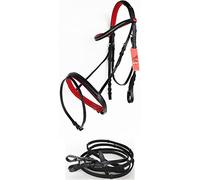 Caballo Inglés COB acolchada y de piel equitación saltando ajustable Brida 803460 C, Rojo
