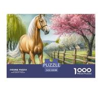 Caballo Juego de Rompecabezas 1000 Piezas Corcel Colorido y Detallado Escena Un Gran Relleno Festivo para 10 Años y Más Juego de Rompecabezas para Toda la Familia para Mujeres, 52x38cm/s