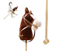 Caballo Juguete De Palo - 38" Peluche Caballos De Palo con Verdadero Relinchos De Poni, Caballo Hobby, Montar A Caballo Y Palo De Madera para Halloween Fiesta Decoración (Blanco)