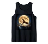 Caballo majestuoso bajo una Escena de Luna Llena y Cascada Camiseta sin Mangas