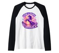 Caballo Majestuoso Lila Salvaje Caballos Púrpura Atardecer Camiseta Manga Raglan