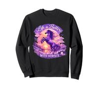 Caballo Majestuoso Lila Salvaje Caballos Púrpura Atardecer Sudadera