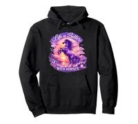 Caballo Majestuoso Lila Salvaje Caballos Púrpura Atardecer Sudadera con Capucha
