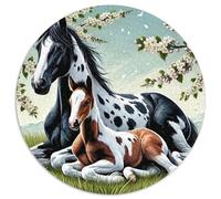 Caballo Manchado Yegua y Potro Puzzle para Adultos Puzzle de 1000 Piezas Papel Relajante Decoración Hogar 1000pcs (67.5x67.5cm)