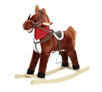 Caballo mecedora de peluche para niños con mecedoras de madera, mecedora para bebé con cola que se mueve, boca móvil y sonidos realistas, regalo para niños y niñas, de 1 a 6 años, marrón (marrón