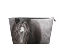 Caballo Negro con corazón, Bolsa de artículos de tocador Bolsa de Maquillaje Bolsa de cosméticos Bolsa de artículos de tocador de Viaje portátil
