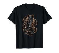 Caballo Negro con Curvas de Bronce Oscuro Arte Animal equino Camiseta