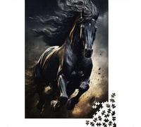 Caballo Negro Corriendo Puzzle de 1000 Piezas Papel para Adultos Paisaje Dinámico Juego de Puzzle 1000 Piezas Relajación Hogar Regalo 70x50cm/1000pcs