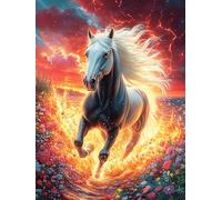 Caballo Negro Entre Llamas Puzzle 500 Piezas Desafío Intelectual Avanzado Mitos fantásticos Rompecabezas para Adultos Obra De Arte Colorido DIY Creativo Decoración Hogar 500 PCS
