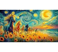 Caballo Negro galopando a través del Agua bajo un Cielo tormentoso Puzzle de 1000 Piezas - Juego diFícil de Papel Reciclado Actividad para casa Regalo 38x52/1000pcs