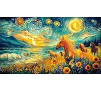 Caballo Negro galopando a través del Agua bajo un Cielo tormentoso Puzzle de 1000 Piezas - Regalo Divertido Idea Decoración de Pared para Adultos 38x26/1000pcs