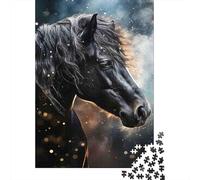 Caballo Negro Noche Estrellada Rompecabezas de 1000 Piezas Papel Reciclado +12 Años Juego Extremadamente Difícil 38x26cm/1000pcs