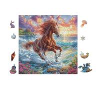 Caballo Negro Ocean Rompecabezas 100 Piezas Cartón para Adultos Y Adolescentes Hobby Colección Toda La Familia Decoración Única Hogar 28x28cm
