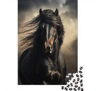 Caballo Negro Puzzle de 1000 Piezas Papel Puzzle para Adultos Escena Dinámica Corriendo Relajación Familiar Decoración Regalo 52x38cm/1000pcs