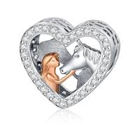 Caballo Niñas Abalorio Plata de Ley 925 Pandora Charm Caballo Corazón Dije para Colgante Pulsera Joyas de Caballos para Mujeres Regalos de Caballos