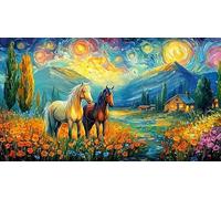 Caballo otoñal Junto a una cabaña rústica Puzzle de 1000 Piezas para Adultos - Idea Decoración de Pared Actividad para casa 38x26/1000pcs