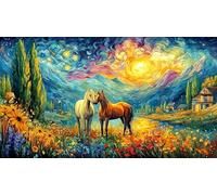 Caballo otoñal Junto a una cabaña rústica Puzzle de 1000 Piezas para Adultos - Juego Familiar diFícil & Estimulante Actividad para casa 38x26/1000pcs