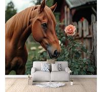 Caballo Papel Pintado 500 x 280 CM, 3D Cortijo Dormitorio Mate Fotomurales Pared, Impermeable Murales Papel Tapiz, No Tejido Sala de Estar Papel Tapiz Grande