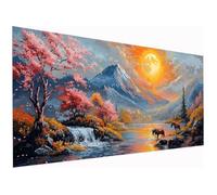 Caballo Pintar por Numeros Adultos, DIY Pintar por Numeros Sin Marco Kits de Manualidades Adultos Atardecer Paint by Numbers Adult, Pintura al Óleo de Lienzo para Decoracion Pared Regalo 80x180cm G-48