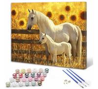 Caballo Pintar por Numeros Niños, Pintar por Numeros Adultos Granja Paint by Numbers Principiantes, Manualidades Niños 10 Años DIY Kit de Pintura al Óleo de Lienzo Decoracion 20x30cm Sin Marco Y3-161