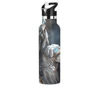 Caballo Plata MáScara Cool Art Botella de Agua para Niños de Acero Inoxidable,Vaso Isotérmico de Vacío para Niñas Niños