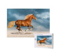 Caballo Rojo Corriendo,Rompecabezas de Madera de 1000 Piezas para Adultos y Adolescentes.